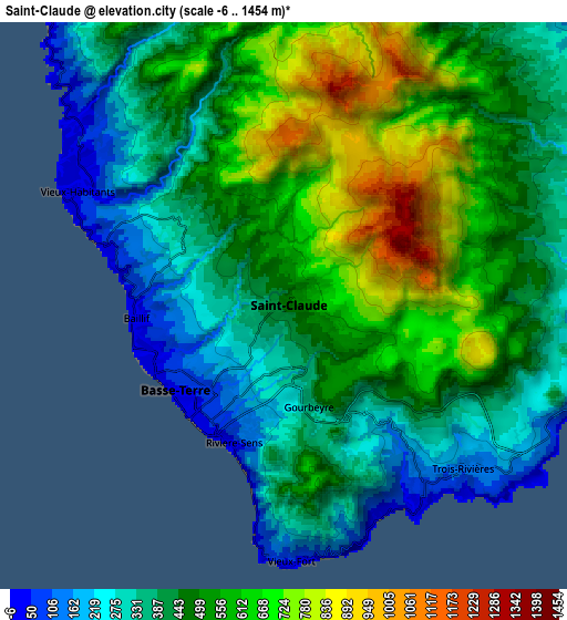 Zoom OUT 2x Saint-Claude, Guadeloupe elevation map