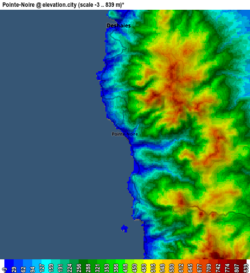 Zoom OUT 2x Pointe-Noire, Guadeloupe elevation map