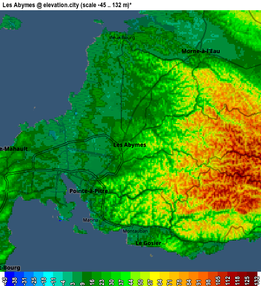 Zoom OUT 2x Les Abymes, Guadeloupe elevation map