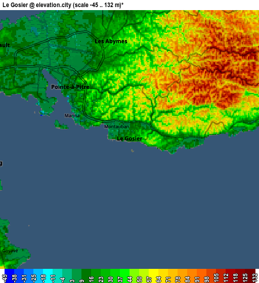 Zoom OUT 2x Le Gosier, Guadeloupe elevation map
