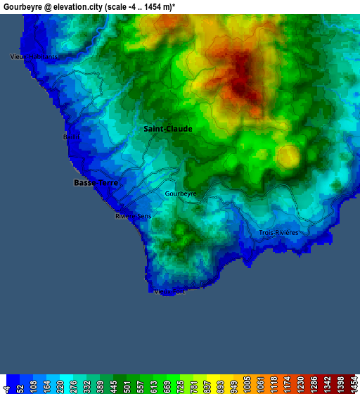 Zoom OUT 2x Gourbeyre, Guadeloupe elevation map