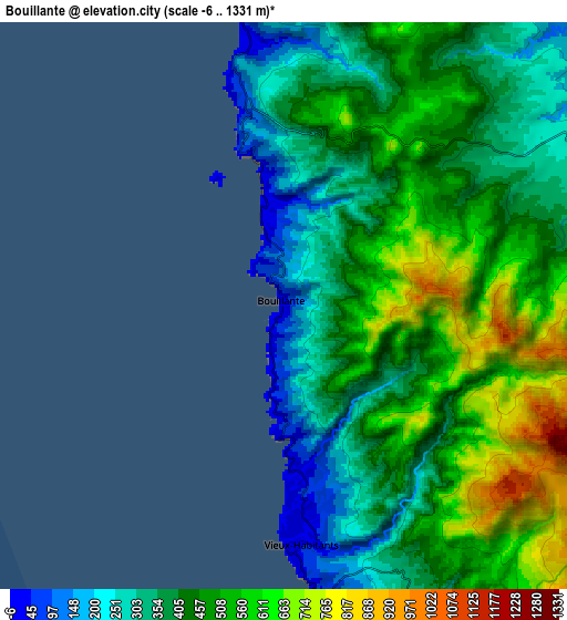 Zoom OUT 2x Bouillante, Guadeloupe elevation map