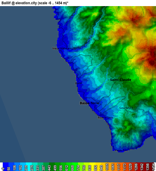 Zoom OUT 2x Baillif, Guadeloupe elevation map