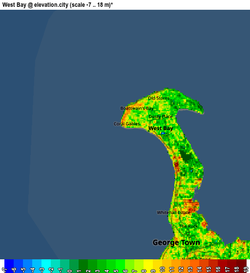 Zoom OUT 2x West Bay, Cayman Islands elevation map