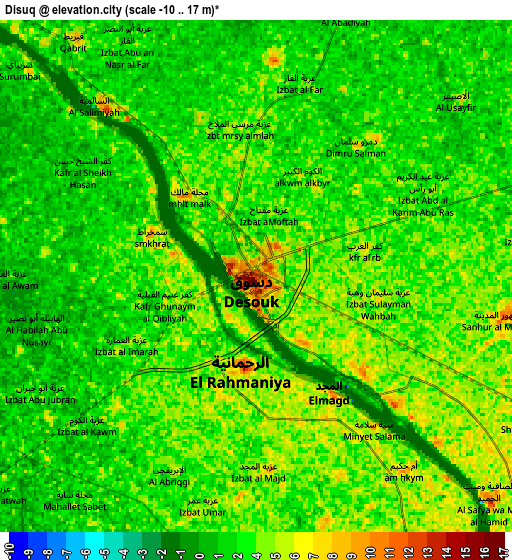 Zoom OUT 2x Disūq, Egypt elevation map