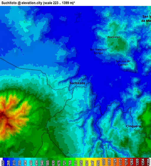 Zoom OUT 2x Suchitoto, El Salvador elevation map