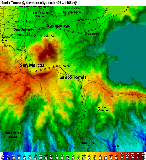 Zoom OUT 2x Santo Tomás, El Salvador elevation map