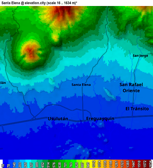 Zoom OUT 2x Santa Elena, El Salvador elevation map