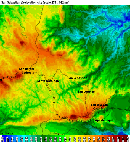 Zoom OUT 2x San Sebastián, El Salvador elevation map