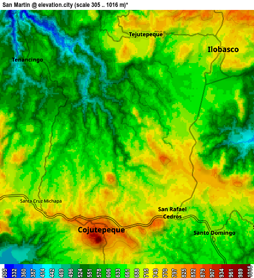 Zoom OUT 2x San Martín, El Salvador elevation map