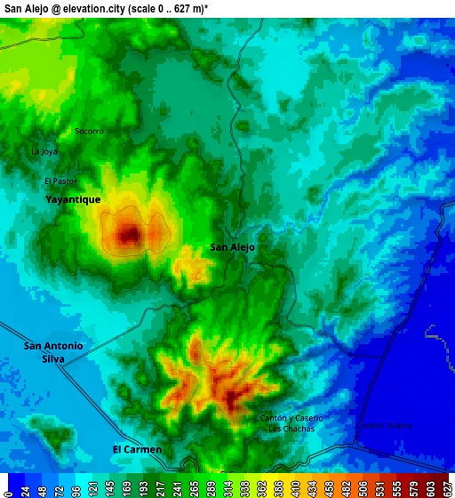 Zoom OUT 2x San Alejo, El Salvador elevation map