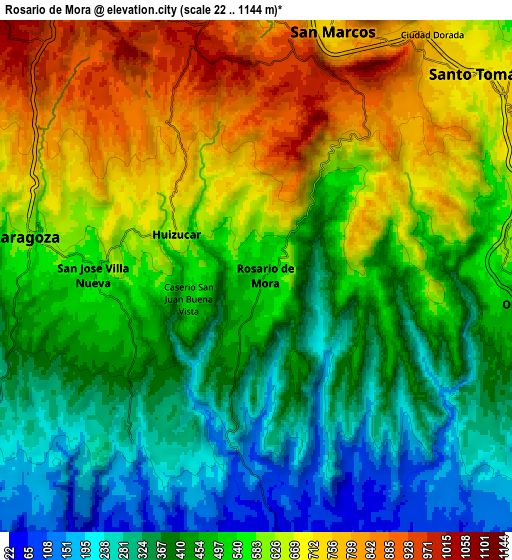 Zoom OUT 2x Rosario de Mora, El Salvador elevation map