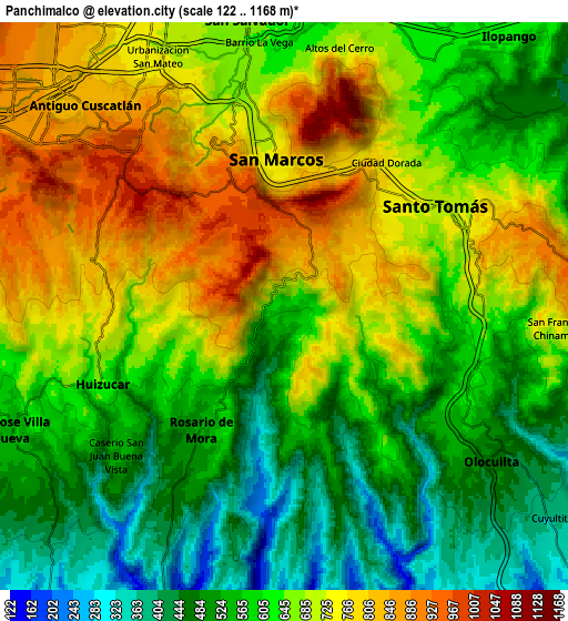 Zoom OUT 2x Panchimalco, El Salvador elevation map