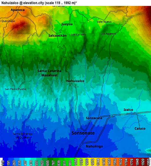 Zoom OUT 2x Nahuizalco, El Salvador elevation map