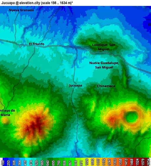 Zoom OUT 2x Jucuapa, El Salvador elevation map