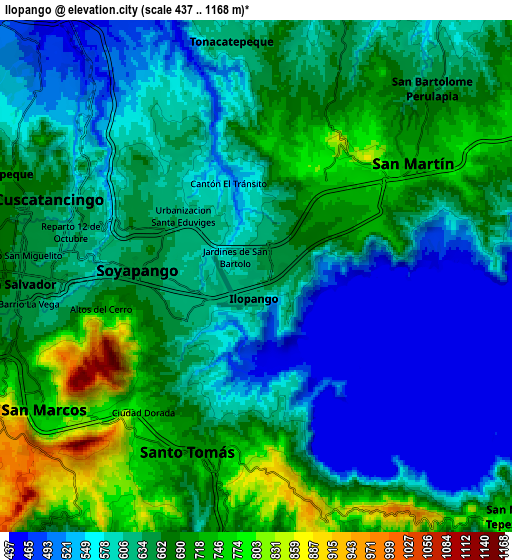 Zoom OUT 2x Ilopango, El Salvador elevation map