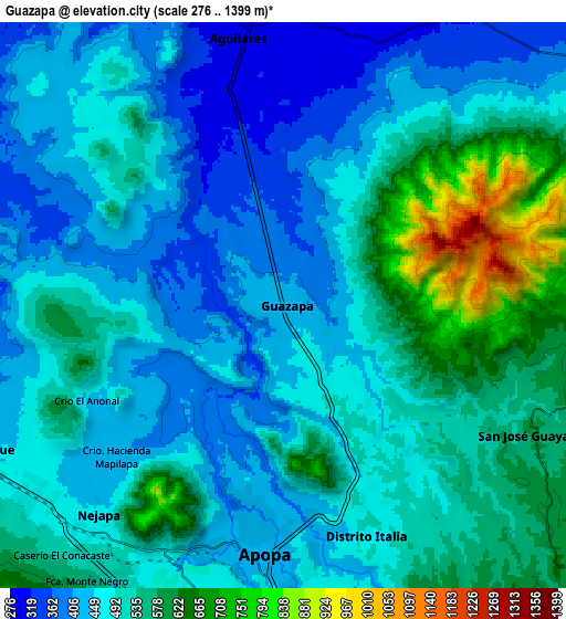 Zoom OUT 2x Guazapa, El Salvador elevation map