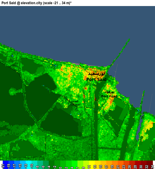 Zoom OUT 2x Port Said, Egypt elevation map
