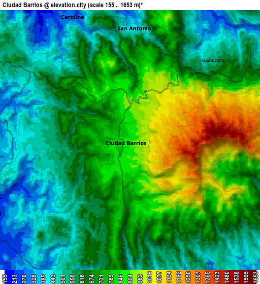 Zoom OUT 2x Ciudad Barrios, El Salvador elevation map