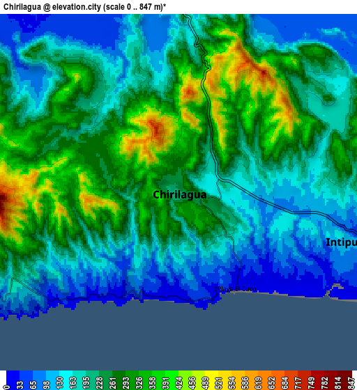 Zoom OUT 2x Chirilagua, El Salvador elevation map