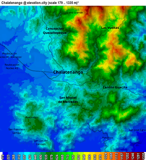 Zoom OUT 2x Chalatenango, El Salvador elevation map