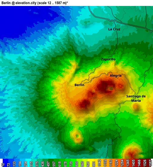 Zoom OUT 2x Berlín, El Salvador elevation map