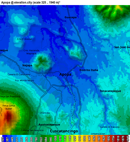 Zoom OUT 2x Apopa, El Salvador elevation map