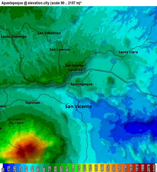 Zoom OUT 2x Apastepeque, El Salvador elevation map