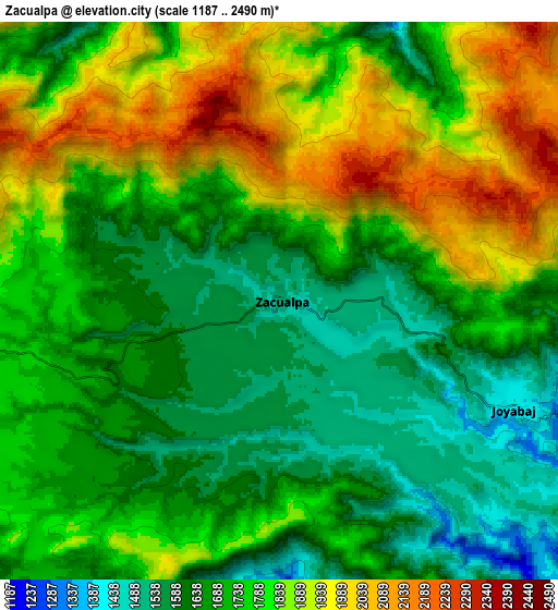 Zoom OUT 2x Zacualpa, Guatemala elevation map