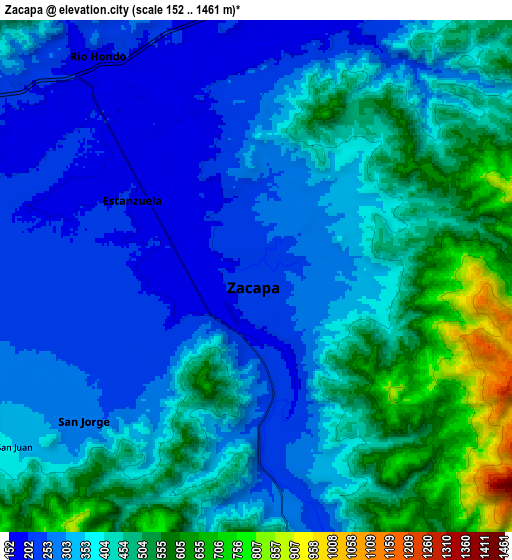 Zoom OUT 2x Zacapa, Guatemala elevation map