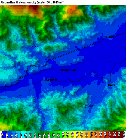 Zoom OUT 2x Usumatlán, Guatemala elevation map