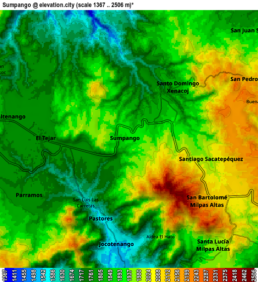 Zoom OUT 2x Sumpango, Guatemala elevation map