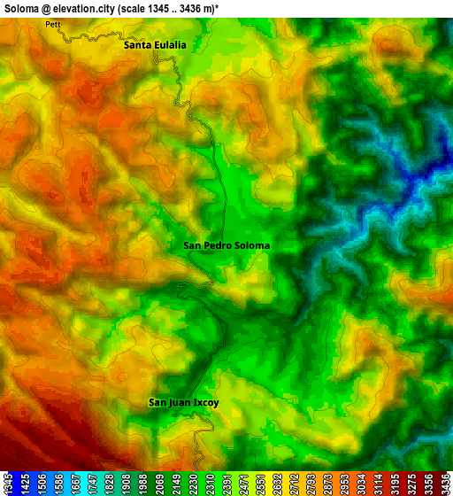 Zoom OUT 2x Soloma, Guatemala elevation map