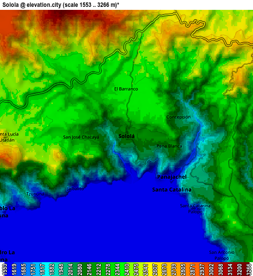 Zoom OUT 2x Sololá, Guatemala elevation map
