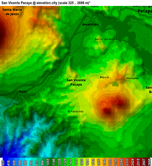 Zoom OUT 2x San Vicente Pacaya, Guatemala elevation map