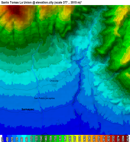 Zoom OUT 2x Santo Tomás La Unión, Guatemala elevation map