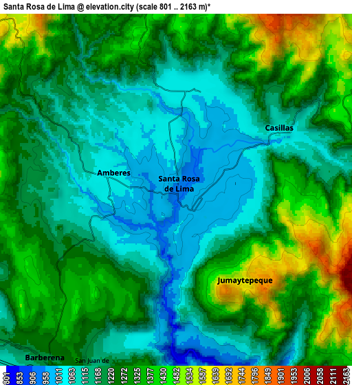 Zoom OUT 2x Santa Rosa de Lima, Guatemala elevation map
