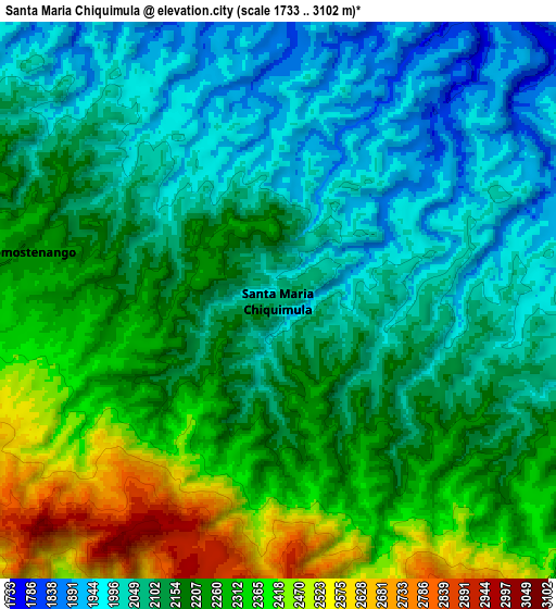 Zoom OUT 2x Santa María Chiquimula, Guatemala elevation map