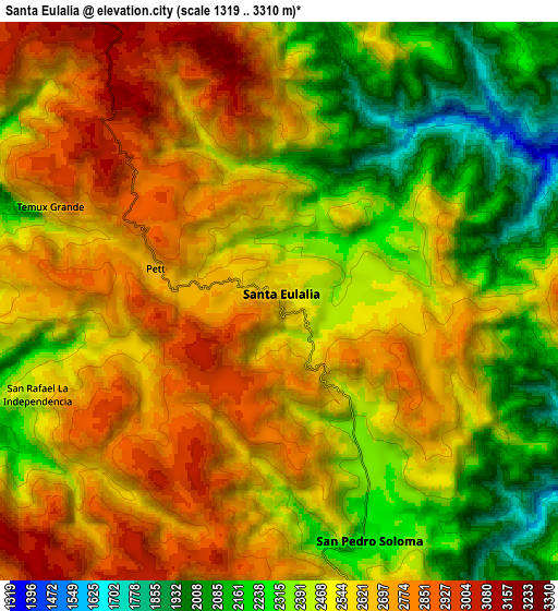 Zoom OUT 2x Santa Eulalia, Guatemala elevation map