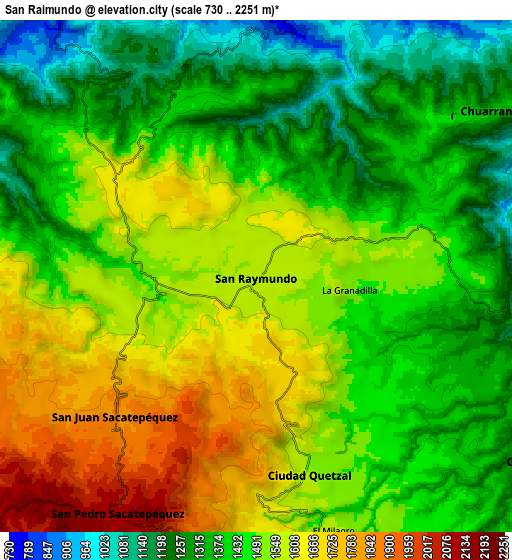 Zoom OUT 2x San Raimundo, Guatemala elevation map