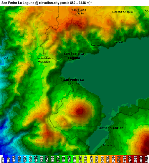 Zoom OUT 2x San Pedro La Laguna, Guatemala elevation map