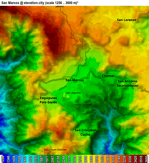 Zoom OUT 2x San Marcos, Guatemala elevation map