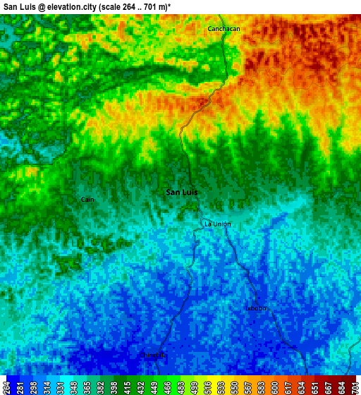 Zoom OUT 2x San Luis, Guatemala elevation map