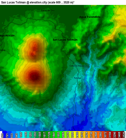Zoom OUT 2x San Lucas Tolimán, Guatemala elevation map