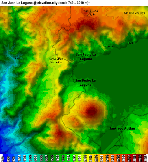 Zoom OUT 2x San Juan La Laguna, Guatemala elevation map