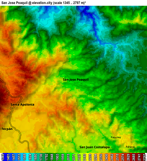 Zoom OUT 2x San José Poaquil, Guatemala elevation map