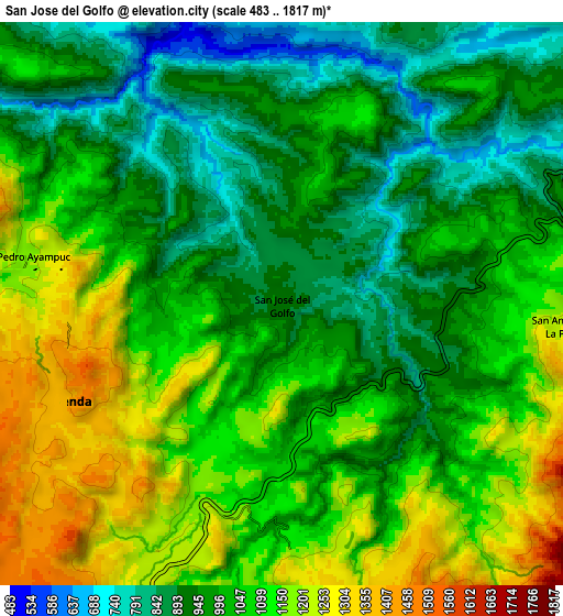 Zoom OUT 2x San José del Golfo, Guatemala elevation map