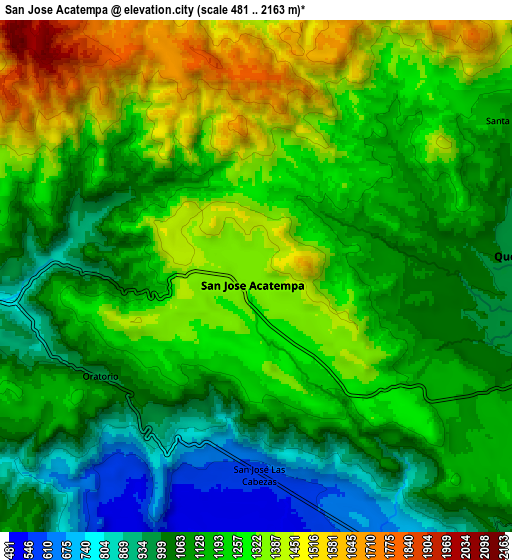 Zoom OUT 2x San José Acatempa, Guatemala elevation map