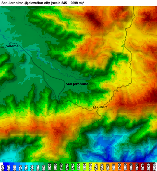 Zoom OUT 2x San Jerónimo, Guatemala elevation map