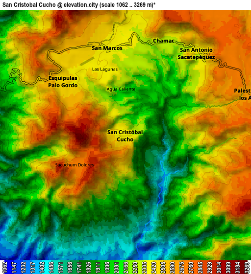 Zoom OUT 2x San Cristóbal Cucho, Guatemala elevation map